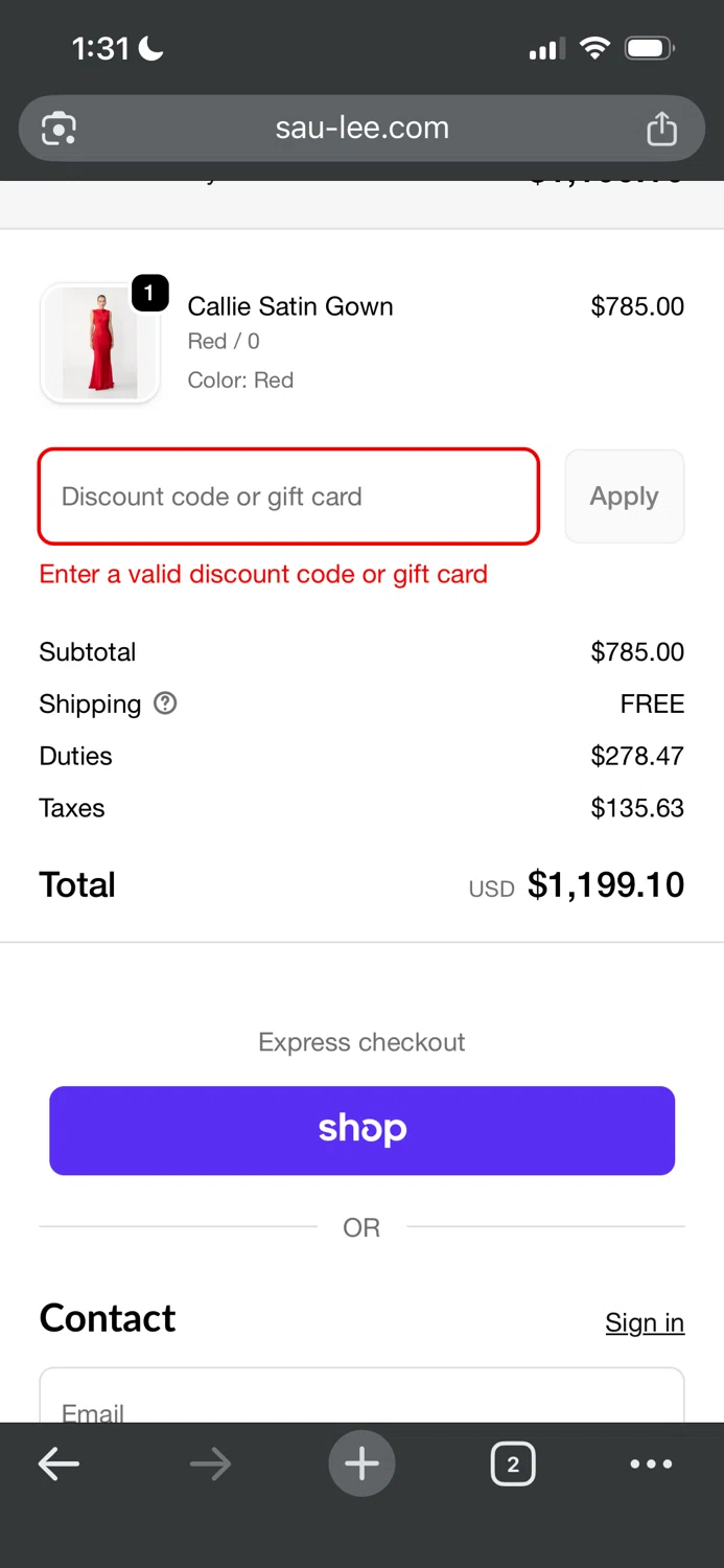 Sau Lee discount code screenshot showing code BLACKFRIDAY30 applied at Sau Lee checkout page. Uploaded by SimplyCodes community member luissdbv1 on Dec 5, 2025