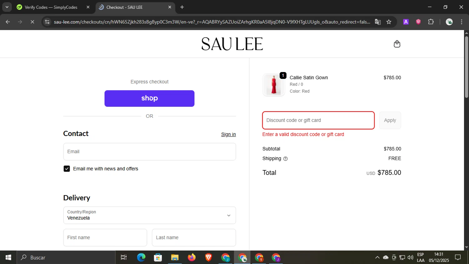 Sau Lee discount code screenshot showing code BLACKFRIDAY30 applied at Sau Lee checkout page. Uploaded by SimplyCodes community member underwater on Dec 5, 2025