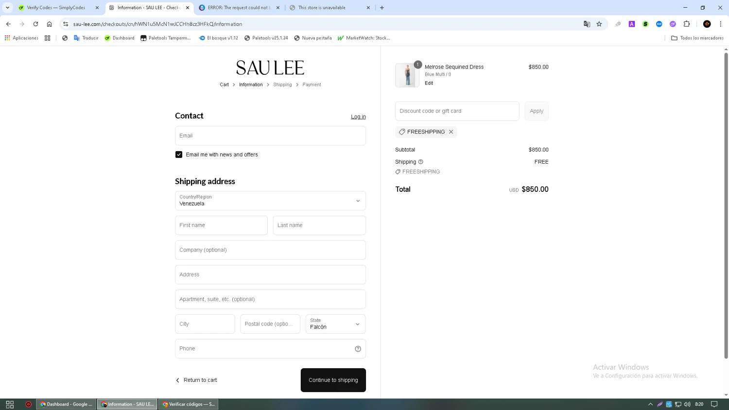 Sau Lee discount code screenshot showing code FREESHIPPING applied at Sau Lee checkout page. Uploaded by SimplyCodes community member Alkelino74 on Aug 17, 2025