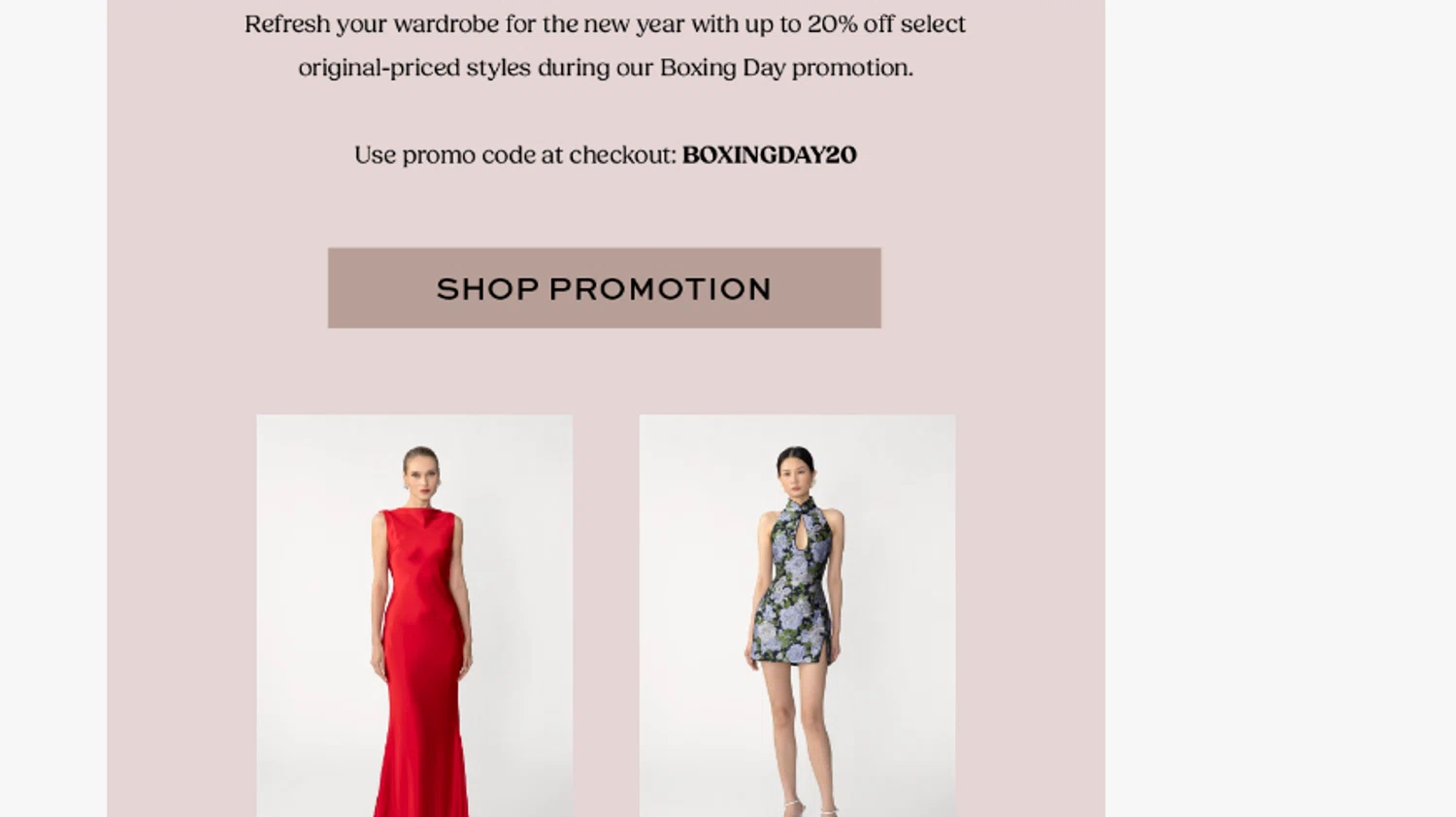 Sau Lee discount code screenshot showing code BOXINGDAY20 applied at Sau Lee checkout page. Uploaded by SimplyCodes community member ELOIN777 on Dec 26, 2025