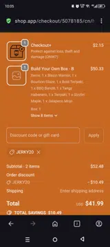 Savage Jerky Co. coupon verification screenshot