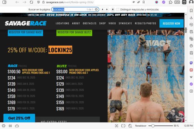 Savage Race checkout page showing Savage Race promo code box | Screenshot taken by SimplyCodes community member on Jul 26, 2025