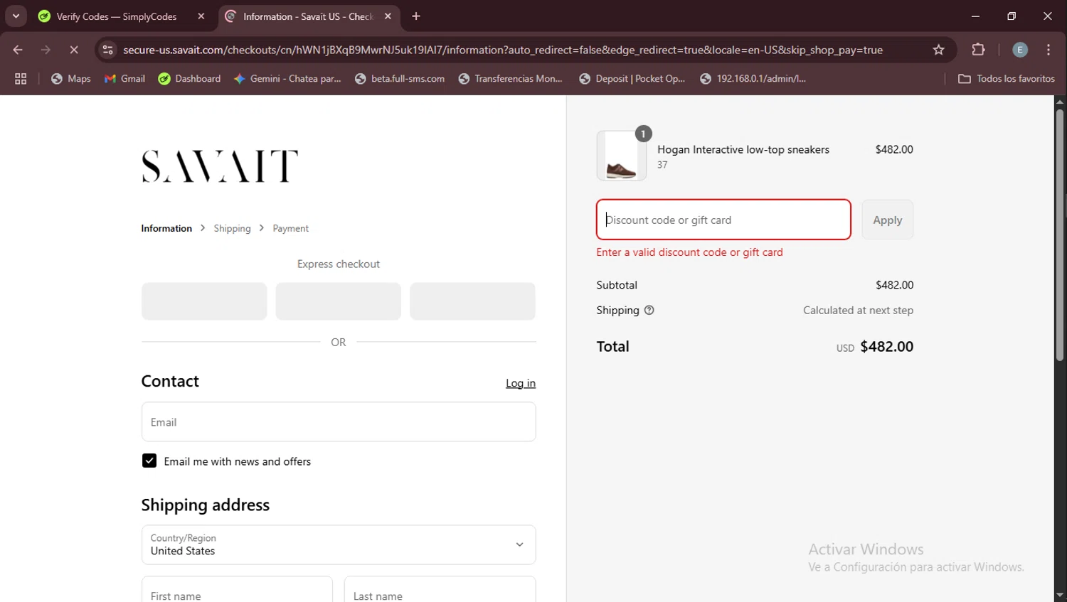 Savait discount code screenshot showing code EXTRA10 applied at Savait checkout page. Uploaded by SimplyCodes community member Esteban on Aug 12, 2025
