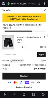 SAVD Clothing coupon verification screenshot