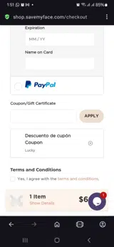 Save My Face coupon verification screenshot