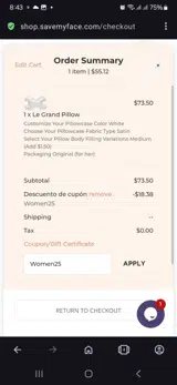 Save My Face coupon verification screenshot