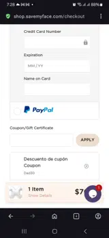 Save My Face coupon verification screenshot