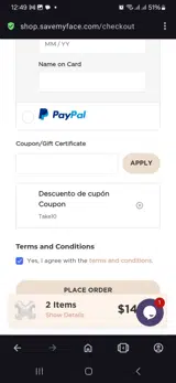 Save My Face coupon verification screenshot