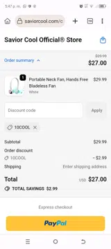 10COOL coupon verification screenshot