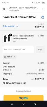 NES10 coupon verification screenshot