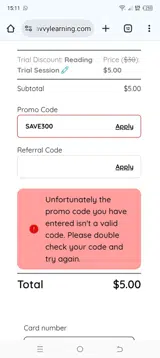 SAVE300 coupon verification screenshot