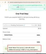 FINISHSTRONG coupon verification screenshot
