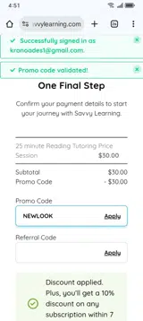 NEWLOOK coupon verification screenshot