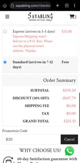 B30 coupon verification screenshot