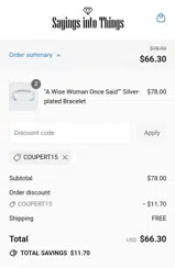 COUPERT15 coupon verification screenshot