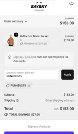 Saysky coupon verification screenshot