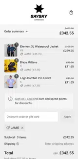 Saysky coupon verification screenshot