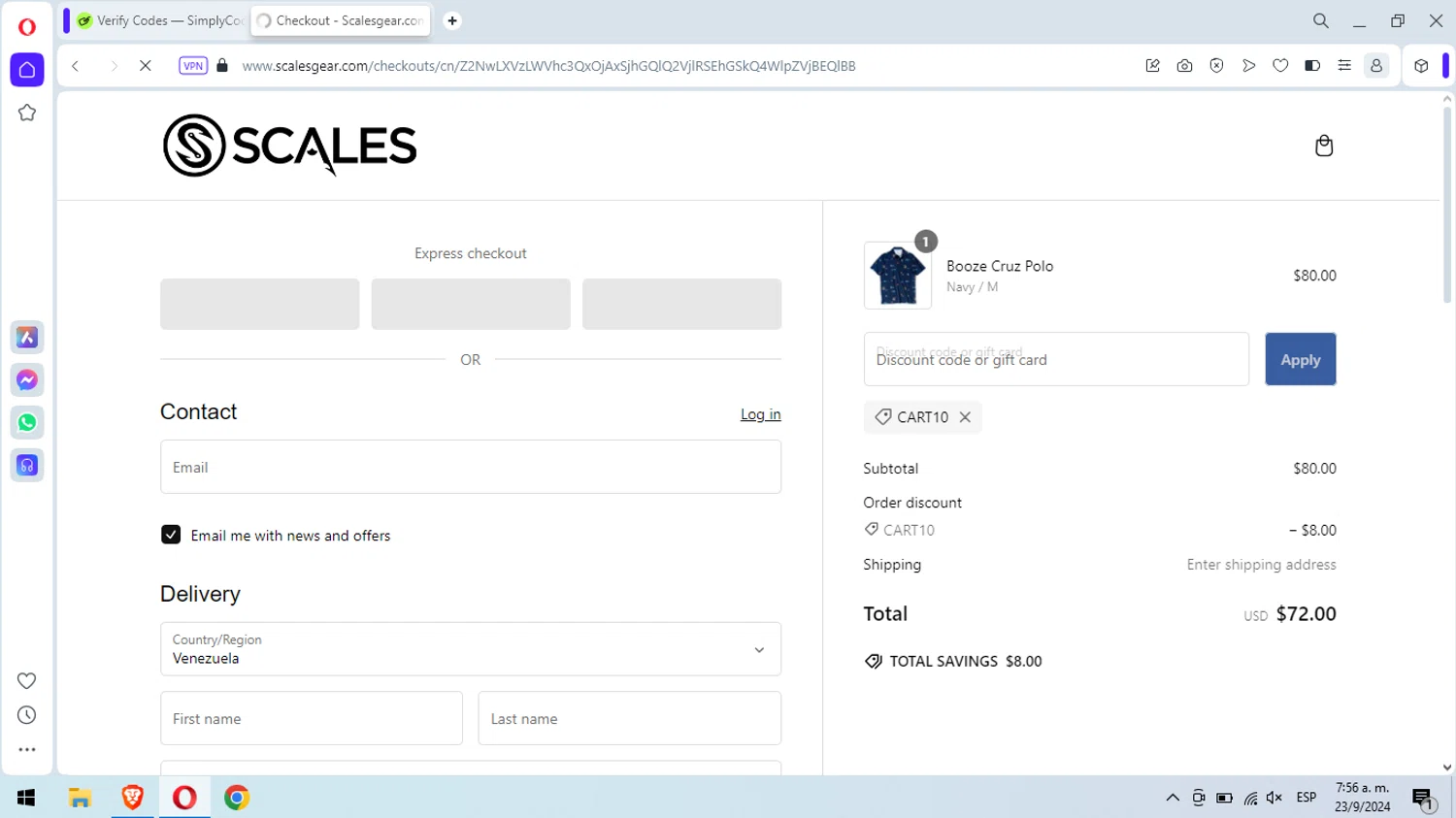 where to use SCALES GEAR promo code box