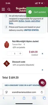 15jackets coupon verification screenshot