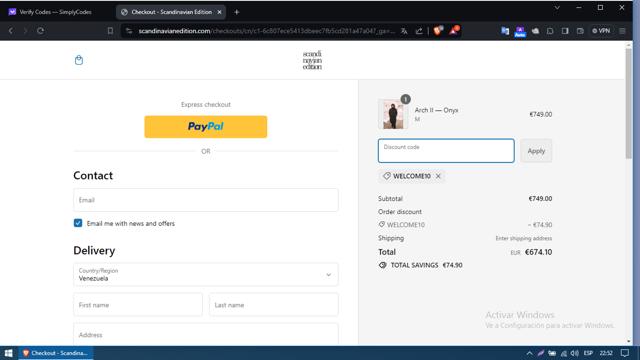Scandinavian Edition checkout page showing Scandinavian Edition discount code box | Screenshot taken by SimplyCodes community member on Feb 16, 2024