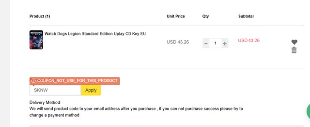 SCDKey checkout page showing SCDKey coupon code box | Screenshot taken by SimplyCodes community member on Jul 25, 2025