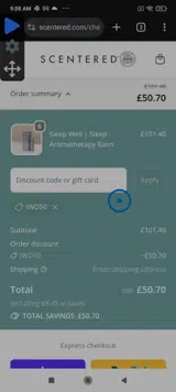 Scentered coupon verification screenshot