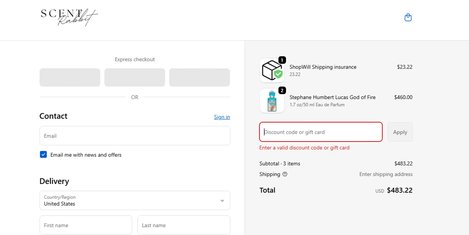 ScentRabbit promo code screenshot showing code HALLOWEEN5 applied at ScentRabbit checkout page. Uploaded by SimplyCodes community member Alberik_1992 on Nov 2, 2025