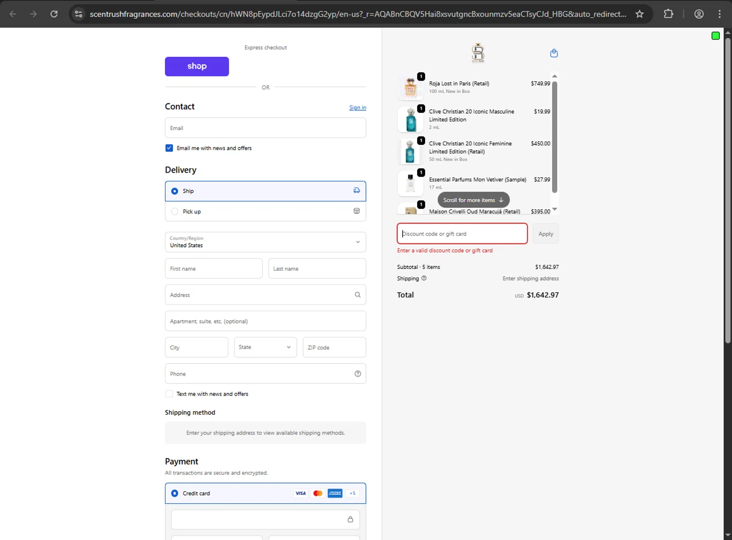 Scent Rush discount code screenshot showing code FATHERSDAY10 applied at Scent Rush checkout page. Uploaded by SimplyCodes community member webiwabo on Feb 15, 2026