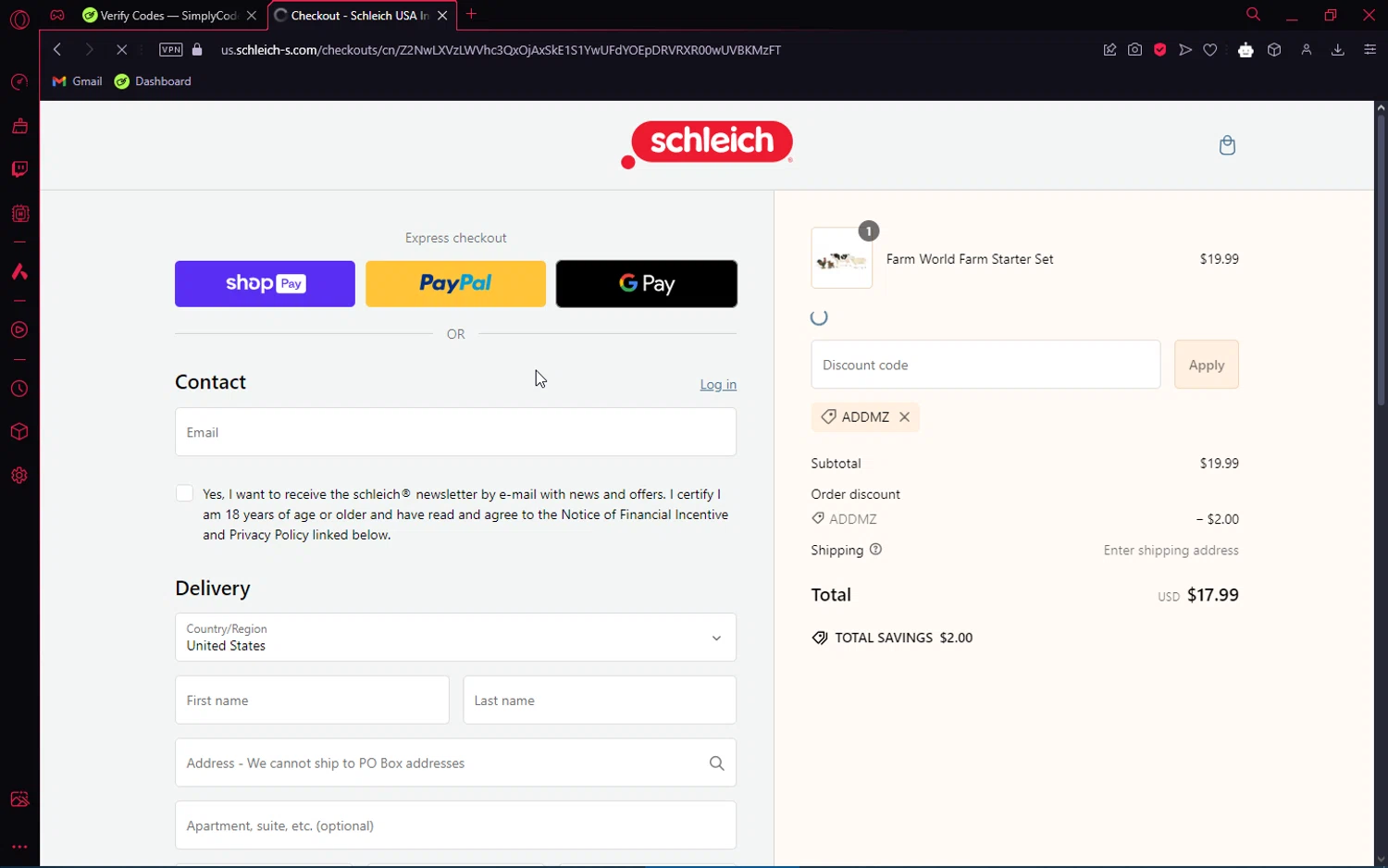 where to use Schleich promo code box