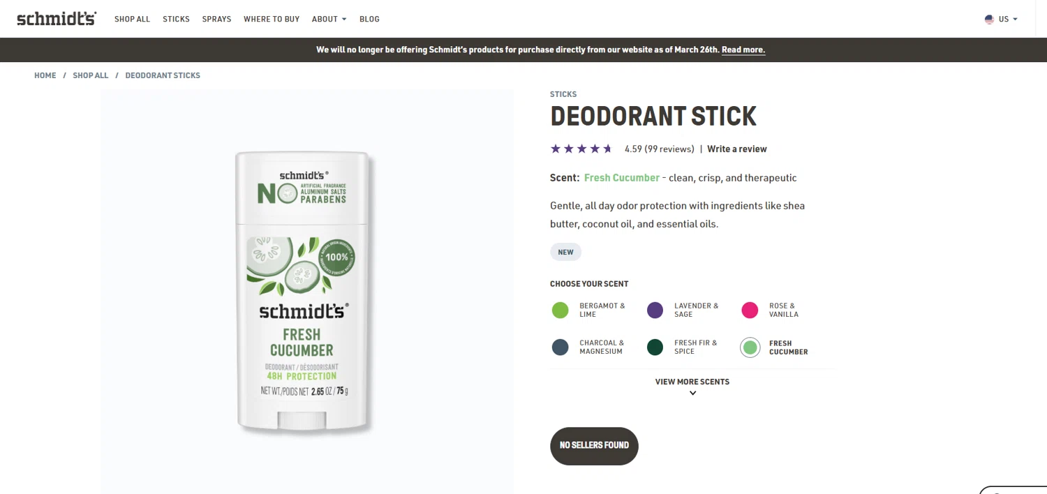 Schmidt's Deodorant promo code screenshot showing code IMNEWHERE15 applied at Schmidt's Deodorant checkout page. Uploaded by SimplyCodes community member berdetweet on Mar 2, 2025