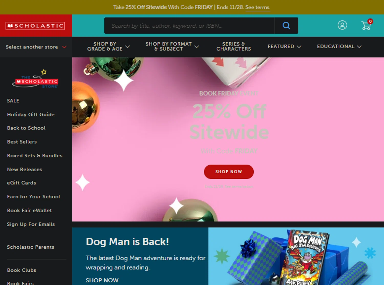 The Scholastic Parent Store checkout page showing The Scholastic Parent Store promo code box | Screenshot taken by SimplyCodes community member on Nov 25, 2025