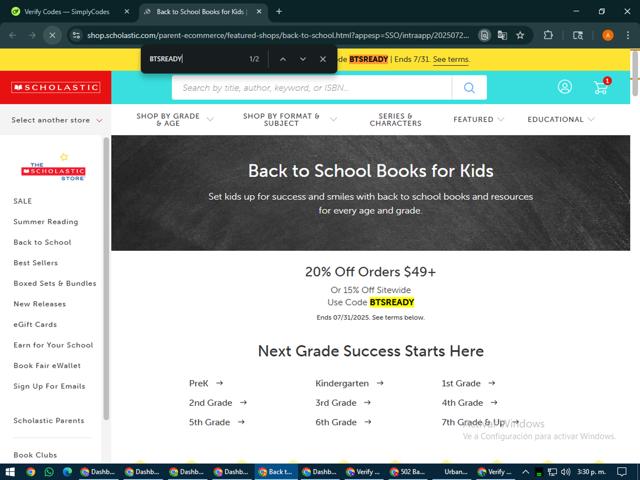 The Scholastic Teacher Store checkout page showing The Scholastic Teacher Store promo code box | Screenshot taken by SimplyCodes community member on Jul 30, 2025
