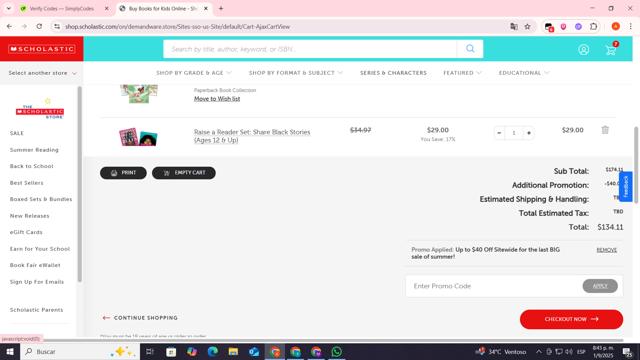 The Scholastic Teacher Store checkout page showing The Scholastic Teacher Store promo code box | Screenshot taken by SimplyCodes community member on Sep 2, 2025