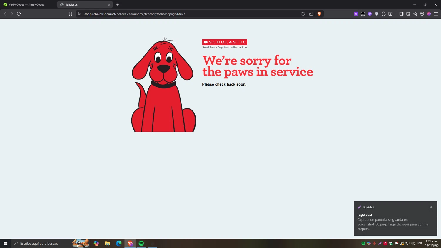 The Scholastic Teacher Store promo code screenshot showing code SCHED10 applied at The Scholastic Teacher Store checkout page. Uploaded by SimplyCodes community member Tragedy on Nov 18, 2025