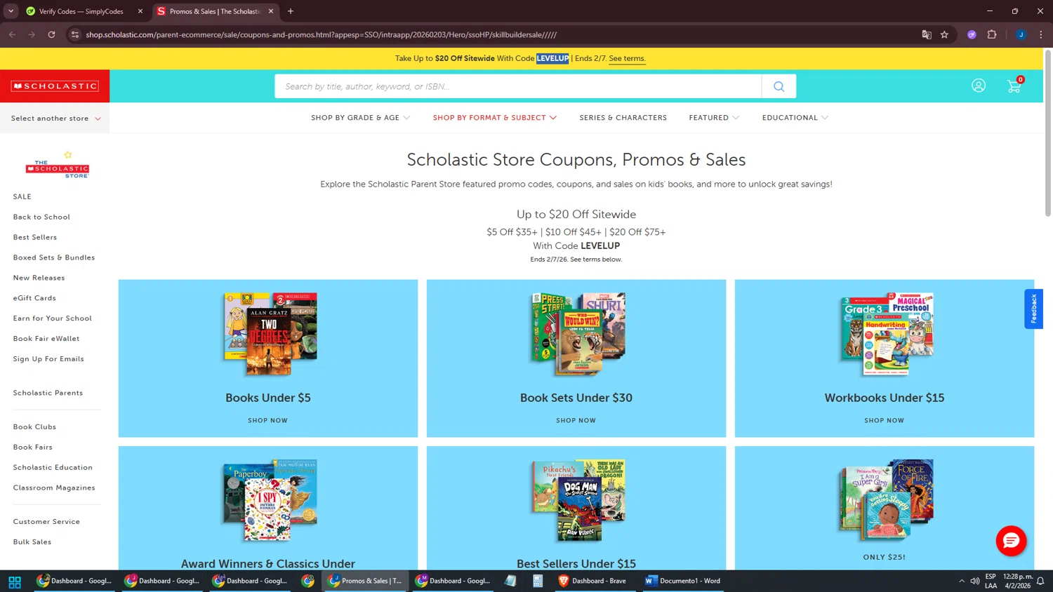 The Scholastic Teacher Store checkout page showing The Scholastic Teacher Store promo code box | Screenshot taken by SimplyCodes community member on Feb 4, 2026