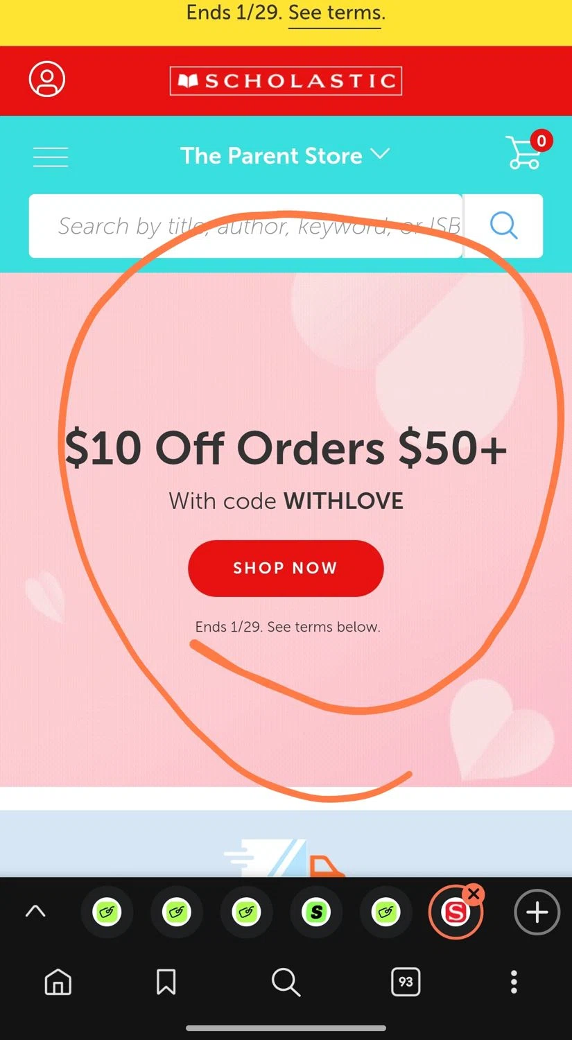 The Scholastic Teacher Store promo code screenshot showing code WITHLOVE applied at The Scholastic Teacher Store checkout page. Uploaded by SimplyCodes community member Dejadepicharme on Jan 28, 2026