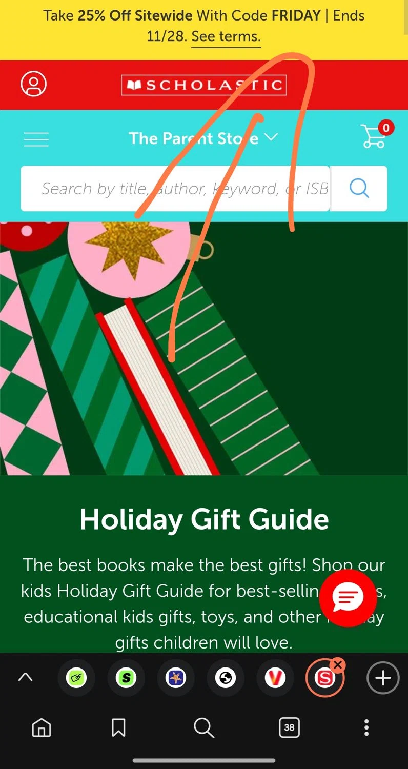 The Scholastic Teacher Store promo code screenshot showing code FRIDAY applied at The Scholastic Teacher Store checkout page. Uploaded by SimplyCodes community member Dejadepicharme on Nov 25, 2025