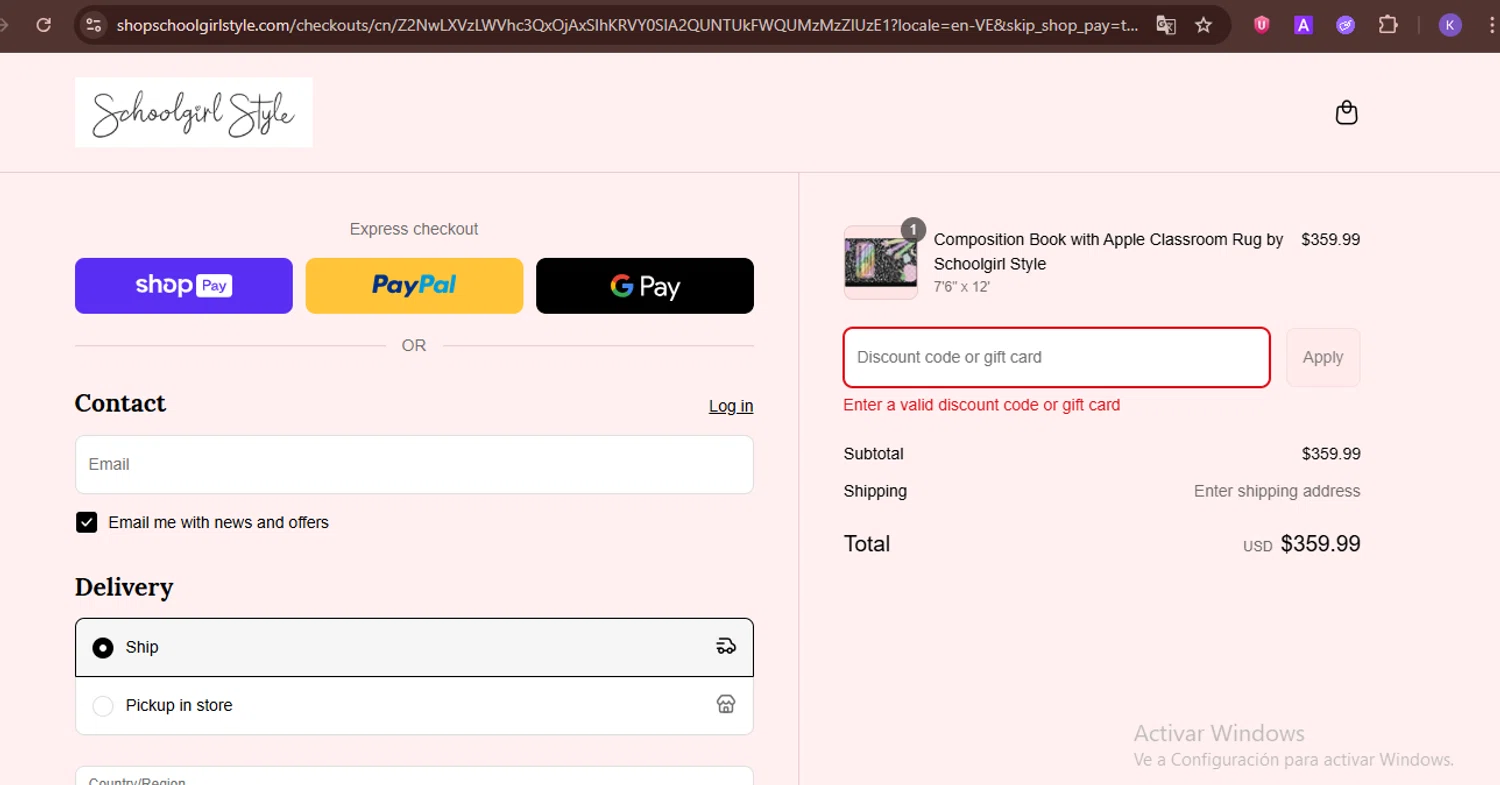 Schoolgirl Style coupon code screenshot showing code happybirthday15 applied at Schoolgirl Style checkout page. Uploaded by SimplyCodes community member FortunateDefender3676 on Jun 12, 2025