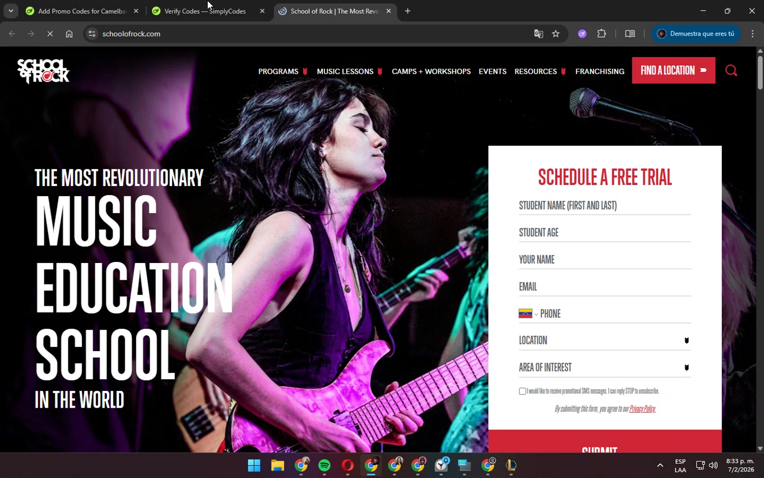 School of Rock checkout page showing School of Rock discount code box | Screenshot taken by SimplyCodes community member on Feb 8, 2026