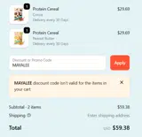 MAYALEE coupon verification screenshot
