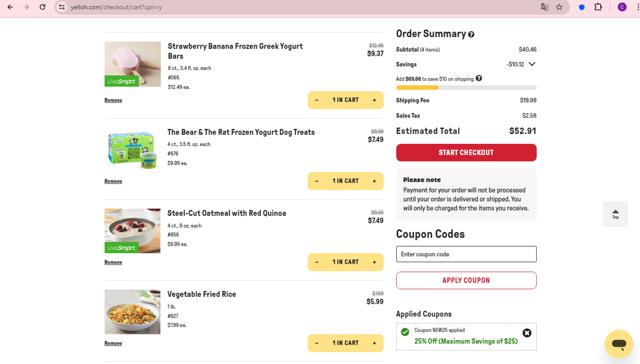 Schwan's checkout page showing Schwan's coupon code box | Screenshot taken by SimplyCodes community member on Apr 21, 2024