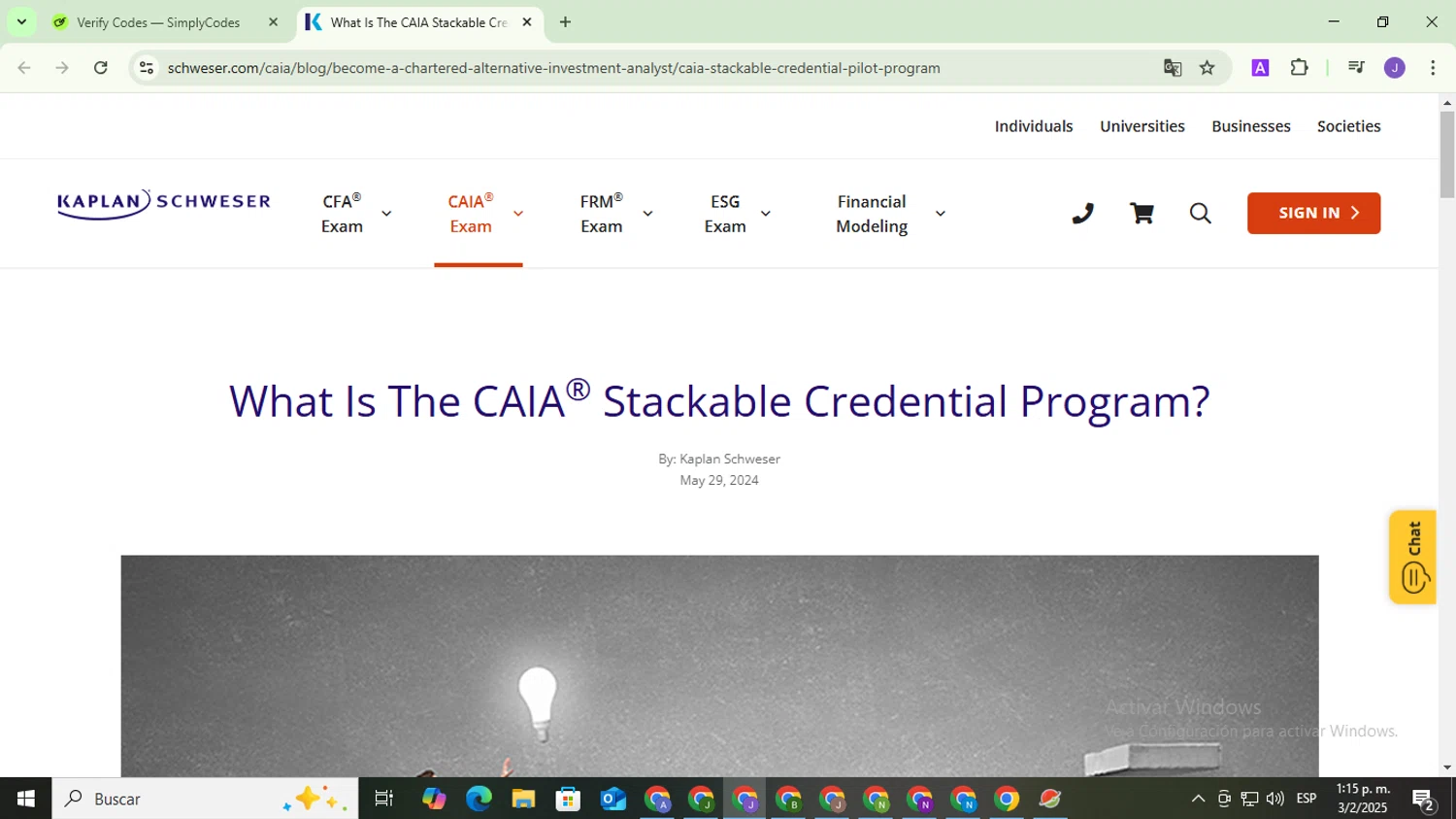 Schweser discount code screenshot showing code CAIAStack applied at Schweser checkout page. Uploaded by SimplyCodes community member PromoHunter9043 on Feb 3, 2025