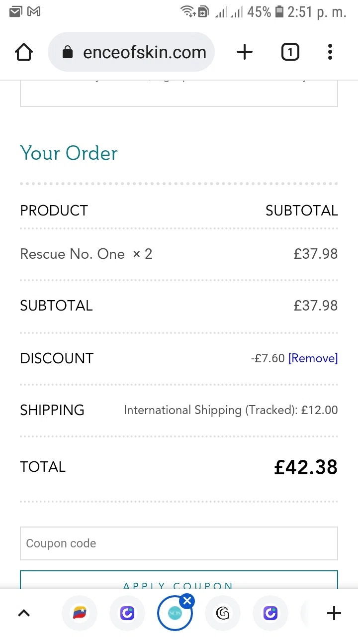 Science of Skin checkout page showing Science of Skin discount code box | Screenshot taken by SimplyCodes community member on Mar 21, 2022