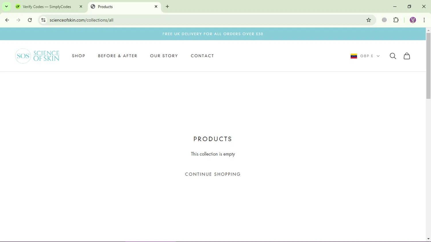 Science of Skin discount code screenshot showing code AUG24 applied at Science of Skin checkout page. Uploaded by SimplyCodes community member LassoReyes on Jan 11, 2025