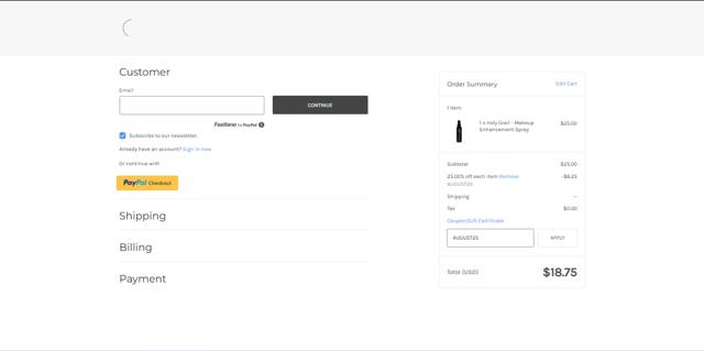 Science Serum checkout page showing Science Serum coupon code box | Screenshot taken by SimplyCodes community member on Aug 20, 2025