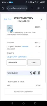 GRIMSABR coupon verification screenshot
