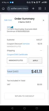 MANGAGYUJTES coupon verification screenshot