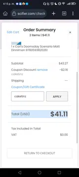 caketinz coupon verification screenshot