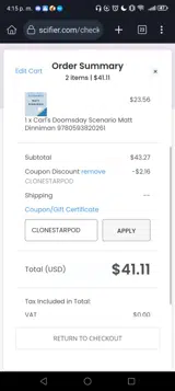 CLONESTARPOD coupon verification screenshot