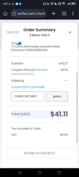CHRISCAPTURES coupon verification screenshot